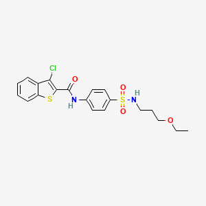 molecular formula C20H21ClN2O4S2 B5052700 3-chloro-N-(4-{[(3-ethoxypropyl)amino]sulfonyl}phenyl)-1-benzothiophene-2-carboxamide 