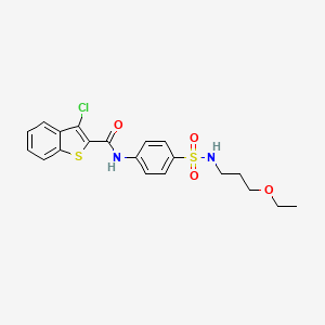 molecular formula C20H21ClN2O4S2 B5052700 3-chloro-N-{4-[(3-ethoxypropyl)sulfamoyl]phenyl}-1-benzothiophene-2-carboxamide 