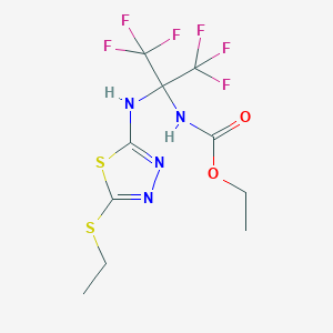 molecular formula C10H12F6N4O2S2 B5052754 ethyl [1-{[5-(ethylthio)-1,3,4-thiadiazol-2-yl]amino}-2,2,2-trifluoro-1-(trifluoromethyl)ethyl]carbamate 
