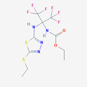 ethyl N-[2-[(5-ethylsulfanyl-1,3,4-thiadiazol-2-yl)amino]-1,1,1,3,3,3-hexafluoropropan-2-yl]carbamate