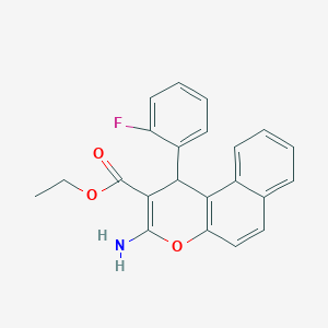 molecular formula C22H18FNO3 B5052757 ethyl 3-amino-1-(2-fluorophenyl)-1H-benzo[f]chromene-2-carboxylate 