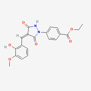 molecular formula C20H18N2O6 B5052795 ethyl 4-[4-(2-hydroxy-3-methoxybenzylidene)-3,5-dioxo-1-pyrazolidinyl]benzoate 