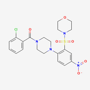molecular formula C21H23ClN4O6S B5052811 4-({2-[4-(2-chlorobenzoyl)-1-piperazinyl]-5-nitrophenyl}sulfonyl)morpholine 