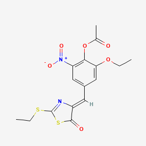 2-ethoxy-4-{[2-(ethylthio)-5-oxo-1,3-thiazol-4(5H)-ylidene]methyl}-6-nitrophenyl acetate