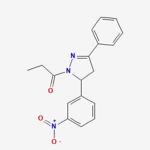 molecular formula C18H17N3O3 B5052866 5-(3-nitrophenyl)-3-phenyl-1-propionyl-4,5-dihydro-1H-pyrazole 
