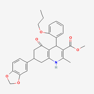 methyl 7-(1,3-benzodioxol-5-yl)-2-methyl-5-oxo-4-(2-propoxyphenyl)-1,4,5,6,7,8-hexahydro-3-quinolinecarboxylate