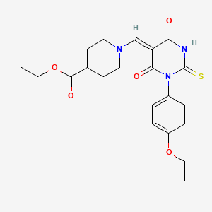 molecular formula C21H25N3O5S B5052920 ethyl 1-{[1-(4-ethoxyphenyl)-4,6-dioxo-2-thioxotetrahydro-5(2H)-pyrimidinylidene]methyl}-4-piperidinecarboxylate 