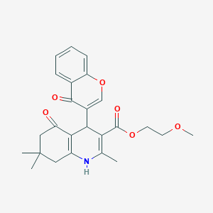 molecular formula C25H27NO6 B5052938 2-methoxyethyl 2,7,7-trimethyl-5-oxo-4-(4-oxo-4H-chromen-3-yl)-1,4,5,6,7,8-hexahydro-3-quinolinecarboxylate 