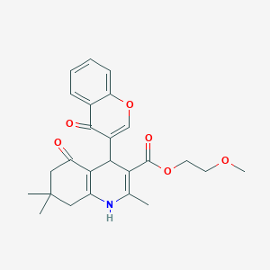 molecular formula C25H27NO6 B5052938 2-methoxyethyl 2,7,7-trimethyl-5-oxo-4-(4-oxo-4H-chromen-3-yl)-1,4,5,6,7,8-hexahydroquinoline-3-carboxylate 