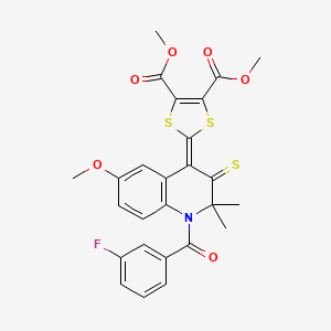 dimethyl 2-[1-(3-fluorobenzoyl)-6-methoxy-2,2-dimethyl-3-thioxo-2,3-dihydro-4(1H)-quinolinylidene]-1,3-dithiole-4,5-dicarboxylate