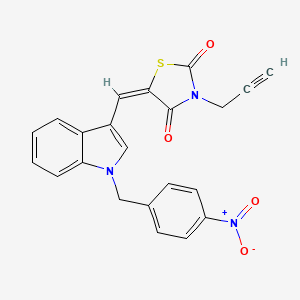 molecular formula C22H15N3O4S B5052975 (5E)-5-{[1-(4-nitrobenzyl)-1H-indol-3-yl]methylidene}-3-(prop-2-yn-1-yl)-1,3-thiazolidine-2,4-dione 