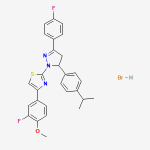 molecular formula C28H26BrF2N3OS B5052987 4-(3-fluoro-4-methoxyphenyl)-2-[3-(4-fluorophenyl)-5-(4-isopropylphenyl)-4,5-dihydro-1H-pyrazol-1-yl]-1,3-thiazole hydrobromide 