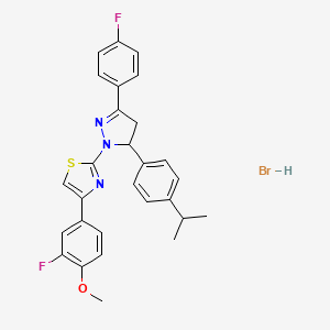 molecular formula C28H26BrF2N3OS B5052987 4-(3-Fluoro-4-methoxyphenyl)-2-[5-(4-fluorophenyl)-3-(4-propan-2-ylphenyl)-3,4-dihydropyrazol-2-yl]-1,3-thiazole;hydrobromide 