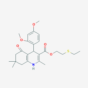 2-(ethylthio)ethyl 4-(2,4-dimethoxyphenyl)-2,7,7-trimethyl-5-oxo-1,4,5,6,7,8-hexahydro-3-quinolinecarboxylate