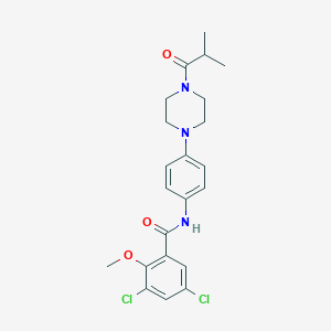 molecular formula C22H25Cl2N3O3 B505305 3,5-dichloro-N-[4-(4-isobutyryl-1-piperazinyl)phenyl]-2-methoxybenzamide CAS No. 674812-12-5