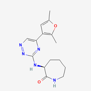 molecular formula C15H19N5O2 B5053054 (3S)-3-{[5-(2,5-dimethyl-3-furyl)-1,2,4-triazin-3-yl]amino}-2-azepanone 