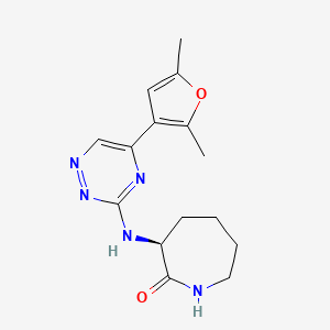 (3S)-3-{[5-(2,5-dimethyl-3-furyl)-1,2,4-triazin-3-yl]amino}-2-azepanone