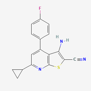 3-amino-6-cyclopropyl-4-(4-fluorophenyl)thieno[2,3-b]pyridine-2-carbonitrile