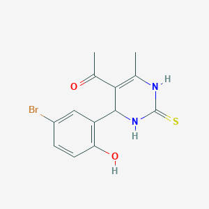 1-[4-(5-bromo-2-hydroxyphenyl)-6-methyl-2-thioxo-1,2,3,4-tetrahydro-5-pyrimidinyl]ethanone