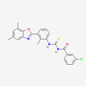 3-chloro-N-({[3-(5,7-dimethyl-1,3-benzoxazol-2-yl)-2-methylphenyl]amino}carbonothioyl)benzamide