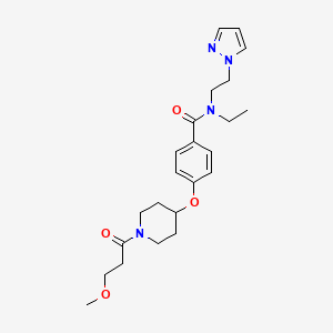 molecular formula C23H32N4O4 B5053132 N-ethyl-4-{[1-(3-methoxypropanoyl)-4-piperidinyl]oxy}-N-[2-(1H-pyrazol-1-yl)ethyl]benzamide 