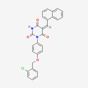 molecular formula C28H19ClN2O4 B5053176 1-{4-[(2-chlorobenzyl)oxy]phenyl}-5-(1-naphthylmethylene)-2,4,6(1H,3H,5H)-pyrimidinetrione 