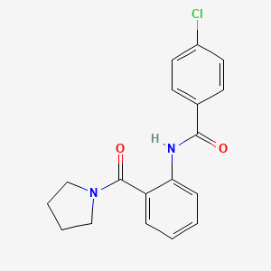 molecular formula C18H17ClN2O2 B5053184 4-chloro-N-[2-(1-pyrrolidinylcarbonyl)phenyl]benzamide 