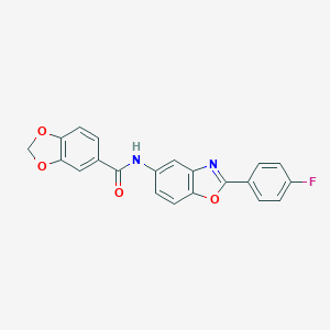 molecular formula C21H13FN2O4 B505319 N-[2-(4-fluorophenyl)-1,3-benzoxazol-5-yl]-1,3-benzodioxole-5-carboxamide 