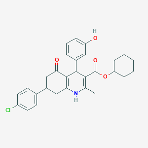 molecular formula C29H30ClNO4 B5053232 cyclohexyl 7-(4-chlorophenyl)-4-(3-hydroxyphenyl)-2-methyl-5-oxo-1,4,5,6,7,8-hexahydro-3-quinolinecarboxylate 