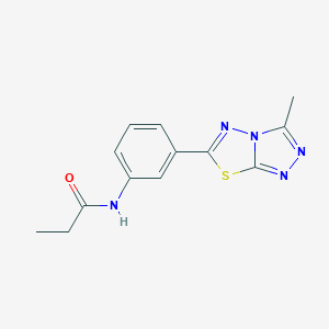 molecular formula C13H13N5OS B505324 N-[3-(3-methyl[1,2,4]triazolo[3,4-b][1,3,4]thiadiazol-6-yl)phenyl]propanamide 