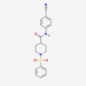 molecular formula C19H19N3O3S B5053247 N-(4-cyanophenyl)-1-(phenylsulfonyl)-4-piperidinecarboxamide 