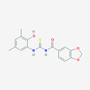 molecular formula C17H16N2O4S B505326 N-[(2-hydroxy-3,5-dimethylphenyl)carbamothioyl]-1,3-benzodioxole-5-carboxamide 