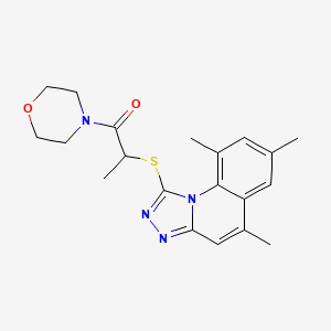 molecular formula C20H24N4O2S B5053276 5,7,9-trimethyl-1-{[1-methyl-2-(4-morpholinyl)-2-oxoethyl]thio}[1,2,4]triazolo[4,3-a]quinoline 