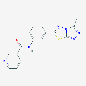 molecular formula C16H12N6OS B505328 N-[3-(3-methyl[1,2,4]triazolo[3,4-b][1,3,4]thiadiazol-6-yl)phenyl]nicotinamide 