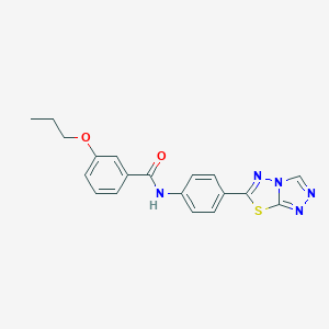 molecular formula C19H17N5O2S B505329 3-propoxy-N-[4-([1,2,4]triazolo[3,4-b][1,3,4]thiadiazol-6-yl)phenyl]benzamide 