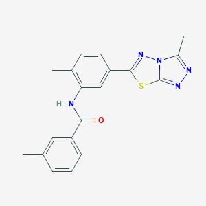 molecular formula C19H17N5OS B505332 3-methyl-N-[2-methyl-5-(3-methyl[1,2,4]triazolo[3,4-b][1,3,4]thiadiazol-6-yl)phenyl]benzamide 