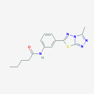 molecular formula C15H17N5OS B505333 N-[3-(3-methyl[1,2,4]triazolo[3,4-b][1,3,4]thiadiazol-6-yl)phenyl]pentanamide CAS No. 824941-83-5