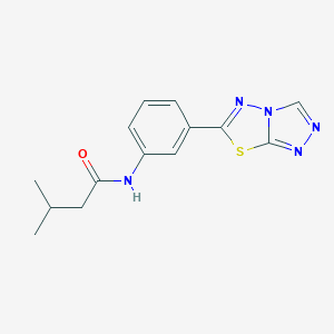 molecular formula C14H15N5OS B505335 3-methyl-N-[3-([1,2,4]triazolo[3,4-b][1,3,4]thiadiazol-6-yl)phenyl]butanamide 