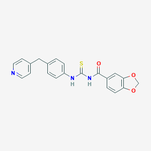 molecular formula C21H17N3O3S B505336 N-(1,3-benzodioxol-5-ylcarbonyl)-N'-[4-(4-pyridinylmethyl)phenyl]thiourea 