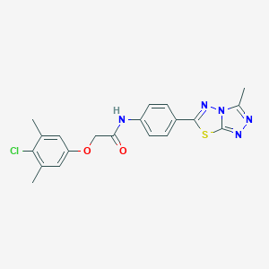 molecular formula C20H18ClN5O2S B505340 2-(4-chloro-3,5-dimethylphenoxy)-N-[4-(3-methyl[1,2,4]triazolo[3,4-b][1,3,4]thiadiazol-6-yl)phenyl]acetamide 