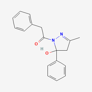 molecular formula C18H18N2O2 B5053410 3-methyl-5-phenyl-1-(phenylacetyl)-4,5-dihydro-1H-pyrazol-5-ol 