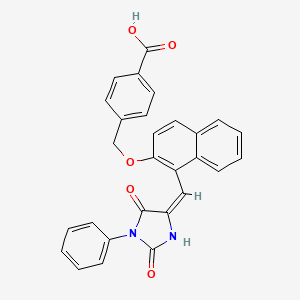 molecular formula C28H20N2O5 B5053441 4-[({1-[(2,5-dioxo-1-phenyl-4-imidazolidinylidene)methyl]-2-naphthyl}oxy)methyl]benzoic acid 