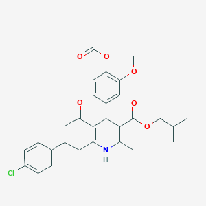 molecular formula C30H32ClNO6 B5053447 isobutyl 4-[4-(acetyloxy)-3-methoxyphenyl]-7-(4-chlorophenyl)-2-methyl-5-oxo-1,4,5,6,7,8-hexahydro-3-quinolinecarboxylate 