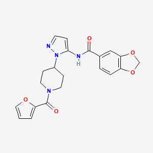 molecular formula C21H20N4O5 B5053466 N-{1-[1-(2-furoyl)-4-piperidinyl]-1H-pyrazol-5-yl}-1,3-benzodioxole-5-carboxamide 