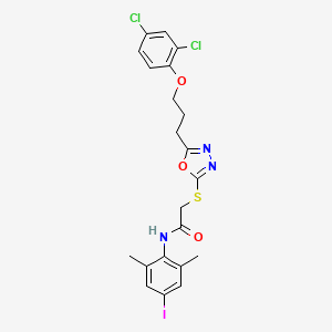 molecular formula C21H20Cl2IN3O3S B5053472 2-({5-[3-(2,4-dichlorophenoxy)propyl]-1,3,4-oxadiazol-2-yl}thio)-N-(4-iodo-2,6-dimethylphenyl)acetamide 