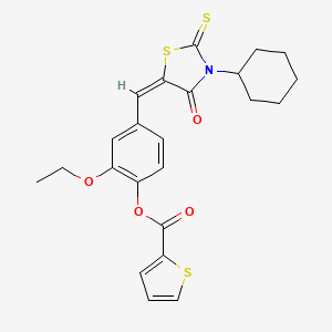 molecular formula C23H23NO4S3 B5053473 4-[(3-cyclohexyl-4-oxo-2-thioxo-1,3-thiazolidin-5-ylidene)methyl]-2-ethoxyphenyl 2-thiophenecarboxylate 