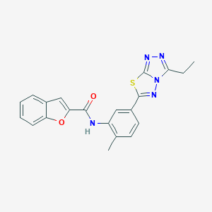 molecular formula C21H17N5O2S B505356 N-[5-(3-ethyl[1,2,4]triazolo[3,4-b][1,3,4]thiadiazol-6-yl)-2-methylphenyl]-1-benzofuran-2-carboxamide 