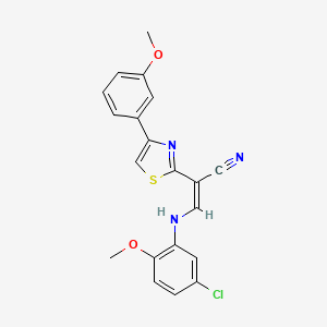 molecular formula C20H16ClN3O2S B5053583 3-[(5-chloro-2-methoxyphenyl)amino]-2-[4-(3-methoxyphenyl)-1,3-thiazol-2-yl]acrylonitrile 