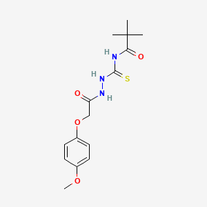 molecular formula C15H21N3O4S B5053594 N-({2-[(4-methoxyphenoxy)acetyl]hydrazino}carbonothioyl)-2,2-dimethylpropanamide 