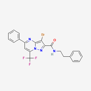 molecular formula C22H16BrF3N4O B5053603 3-bromo-5-phenyl-N-(2-phenylethyl)-7-(trifluoromethyl)pyrazolo[1,5-a]pyrimidine-2-carboxamide 